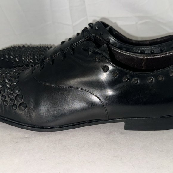 US 8.5 ITALY Cesare Paciotti Men\'s Black Leather Studded Lace Up Dress Shoes main image 6